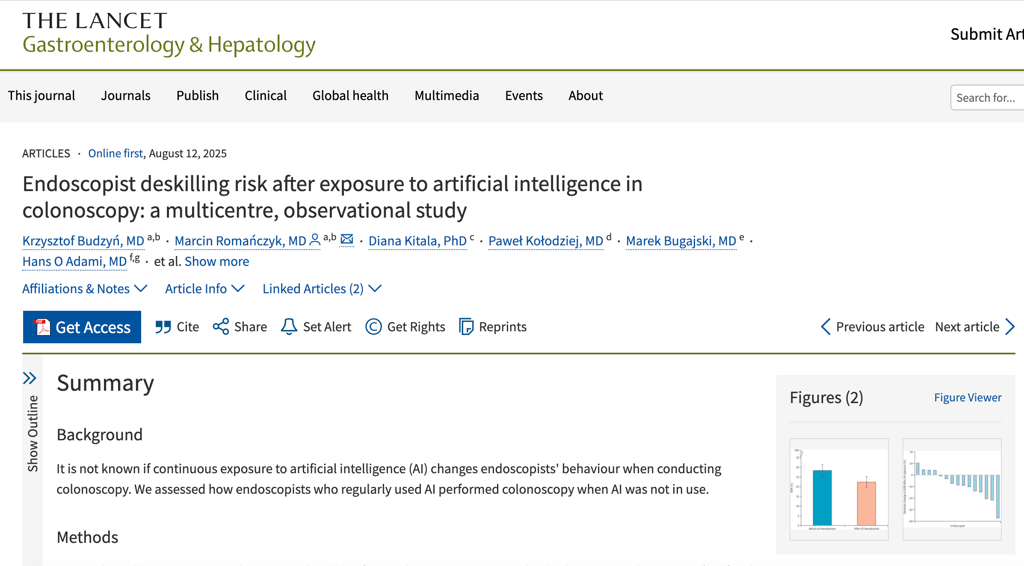 Doctors got worse at cancer screening after using AI helpers. Cover Image
