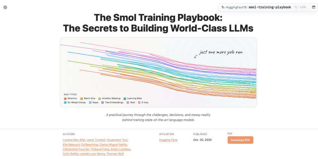 Hugging Face's new playbook reveals the messy, bug-filled secrets to training world-class LLMs. Cover Image